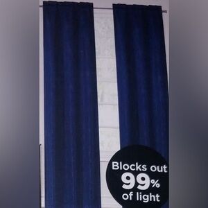 NWOT 2pK Set Pair Dark Navy Blue Textured Curtains Home Decor Panels Blackout